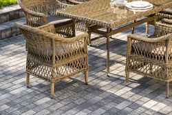 "Амароне" обеденная группа из искусственного ротанга на 6 персон, цвет соломенный