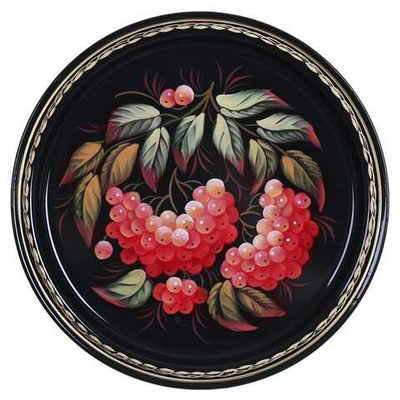 Жостовский поднос декоративный, размер 22 см (A5), металлический