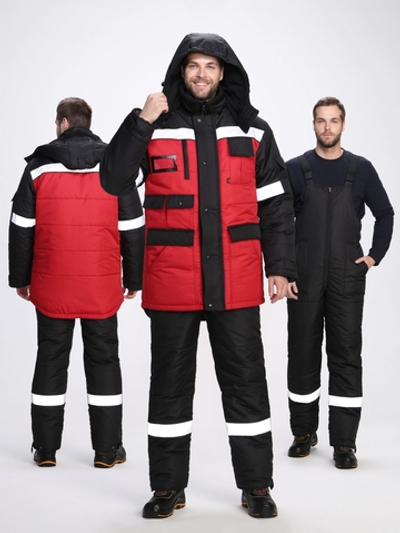 Костюм зимний Беркут СОП CH (тк.Таслан) п/к, черный/красный