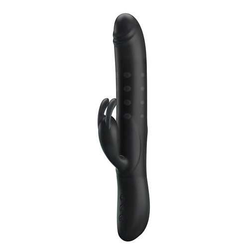 Черный вибратор-кролик 25см с вращением бусин Pretty Love Rabbit Vibrator Colin Black BI-014443