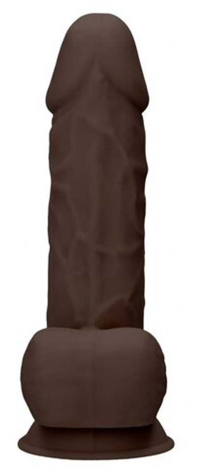 Коричневый фаллоимитатор Silicone Dildo With Balls - 21,6 см. (Цвет: коричневый)