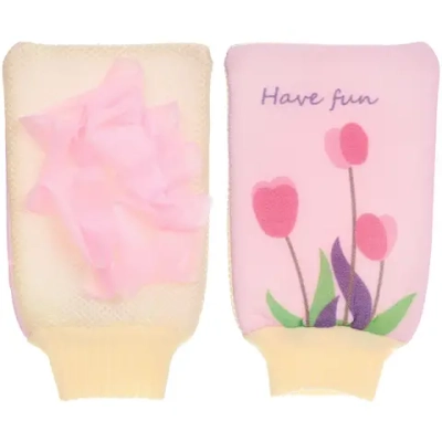 Мочалка - варежка массажная «Premium - KASKATA», цвет розовый, 24*15см (ZIPпакет)