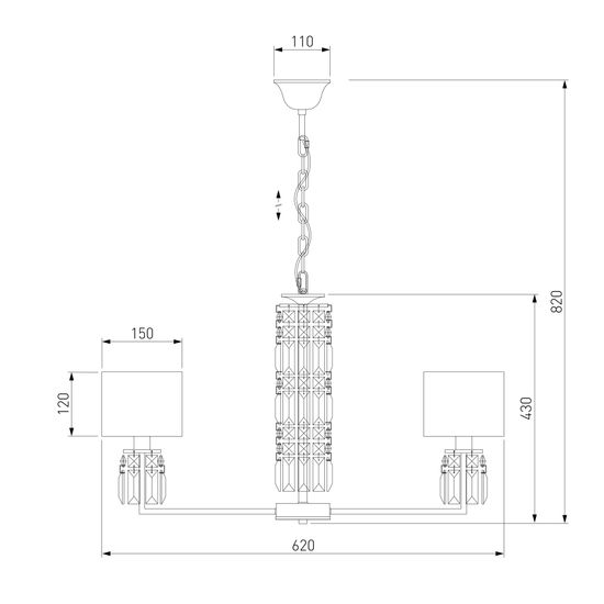 10099/5 / подвесной светильник / хром/прозрачный хрусталь Strotskis (новый абажур)