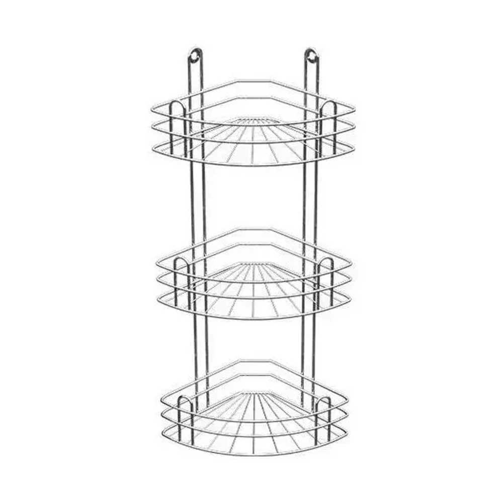 Полка для ванной угловая 3-х ярусная радиальная глубокая,оц. (Арт. вку-3.3.2)