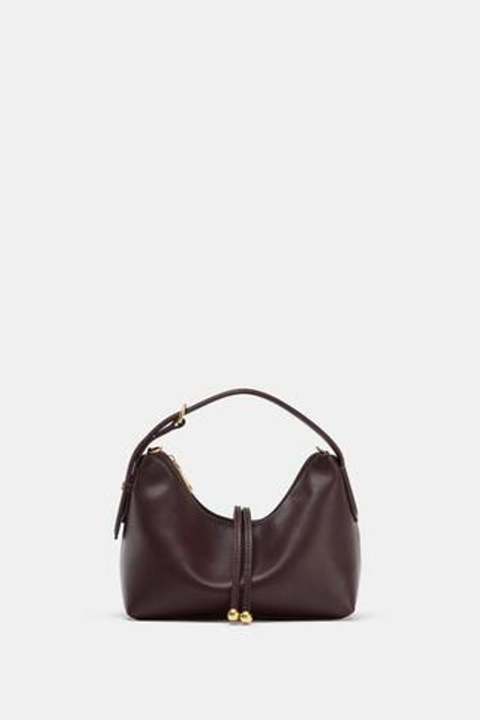 ZARA МИНИ-СУМКА С ДЕКОРАТИВНЫМИ ШАРИКАМИ, БОРДОВО-КРАСНЫЙ