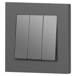 Выключатель Intro Accent 6-106-07 тройной, 10А-250В, IP20, СУ, AL/CU, графит | Intro