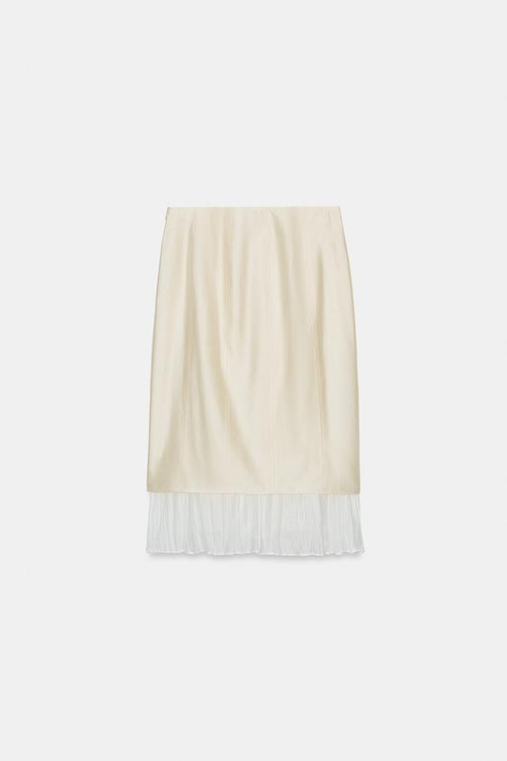ZARA КОМБИНИРОВАННАЯ ЮБКА МИДИ — ZW COLLECTION, ЭКРЮ