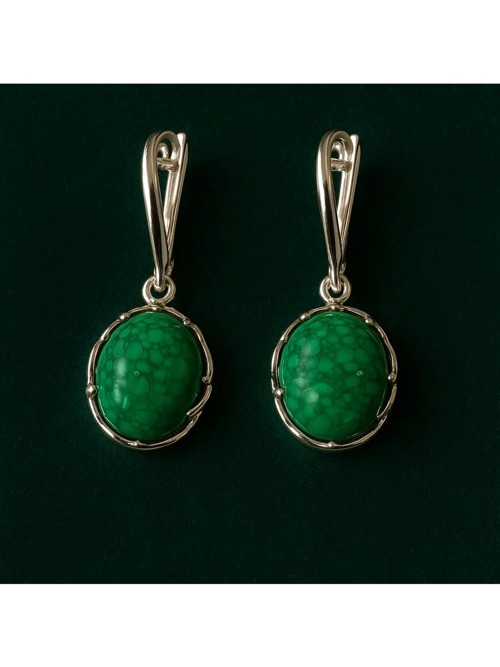 Серьги бижутерные "Малахитовая шкатулка"