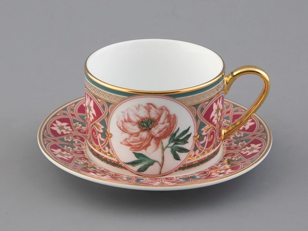 Чашка с блюдцем 250 мл в подарочной упаковке форма Соло, рисунок Дивный Пион, арт. 81.32658.00.1