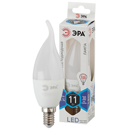 Лампа светодиодная ЭРА STD LED BXS-11W-840-E14 11Вт свеча на ветру нейтральный белый свет Е14