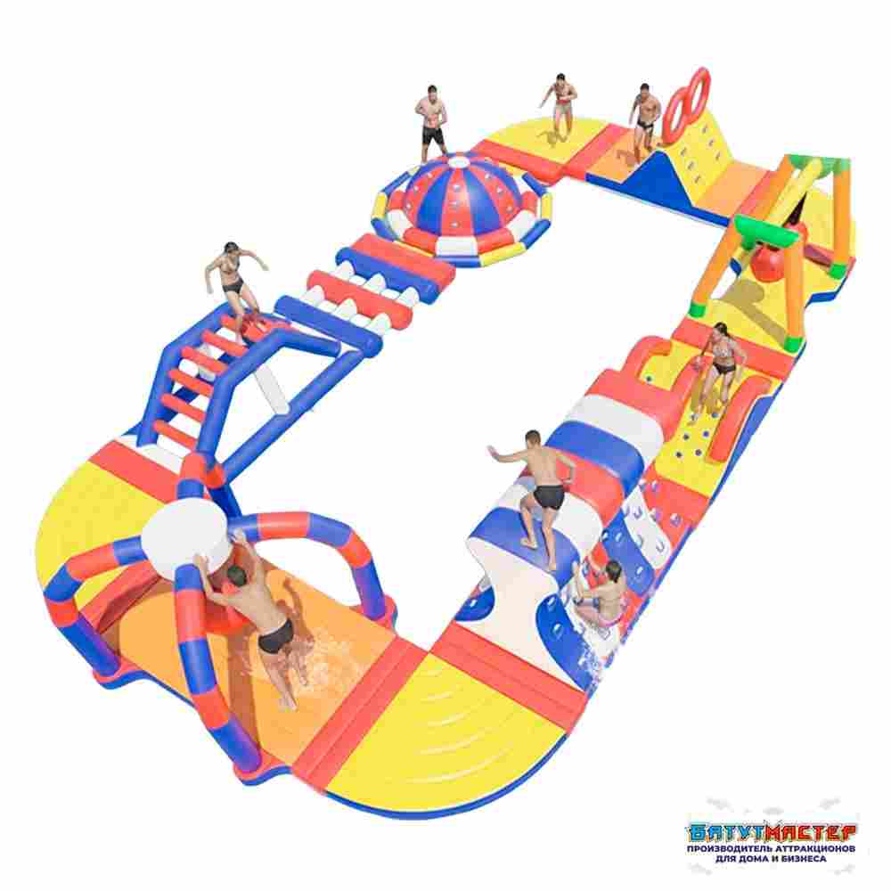 Коммерческий надувной аквапарк для бизнеса «Остров смеха» 14,5×8×2,5 м