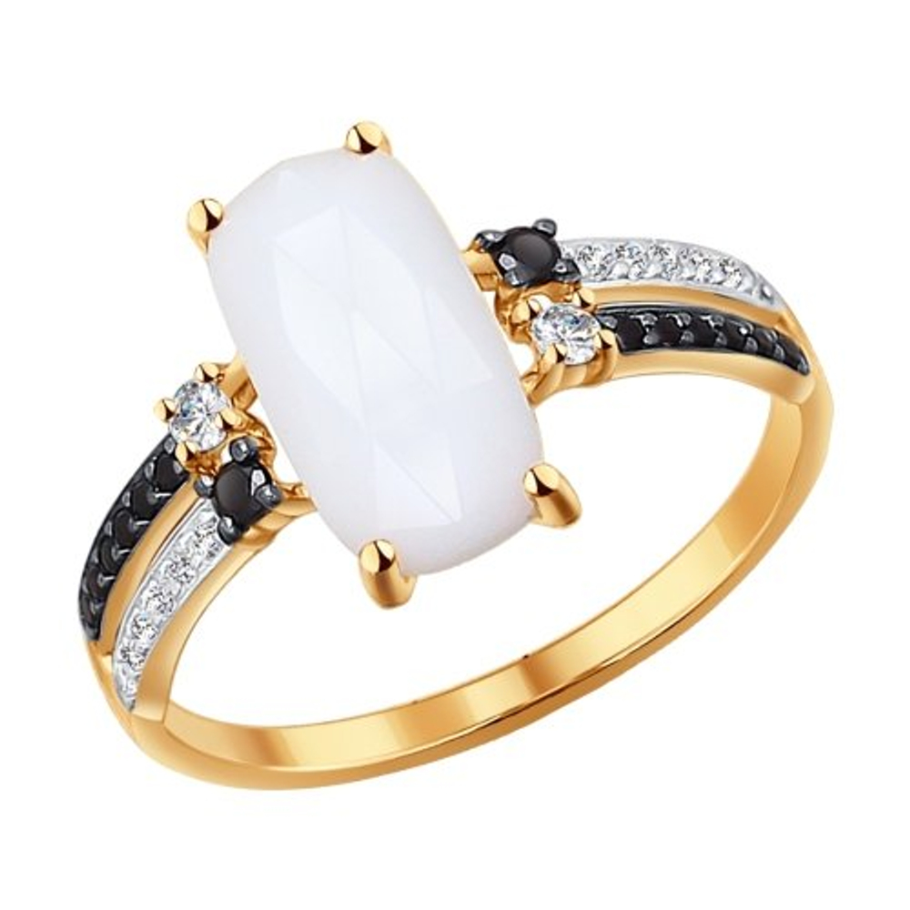 Кольцо из золота с агатами