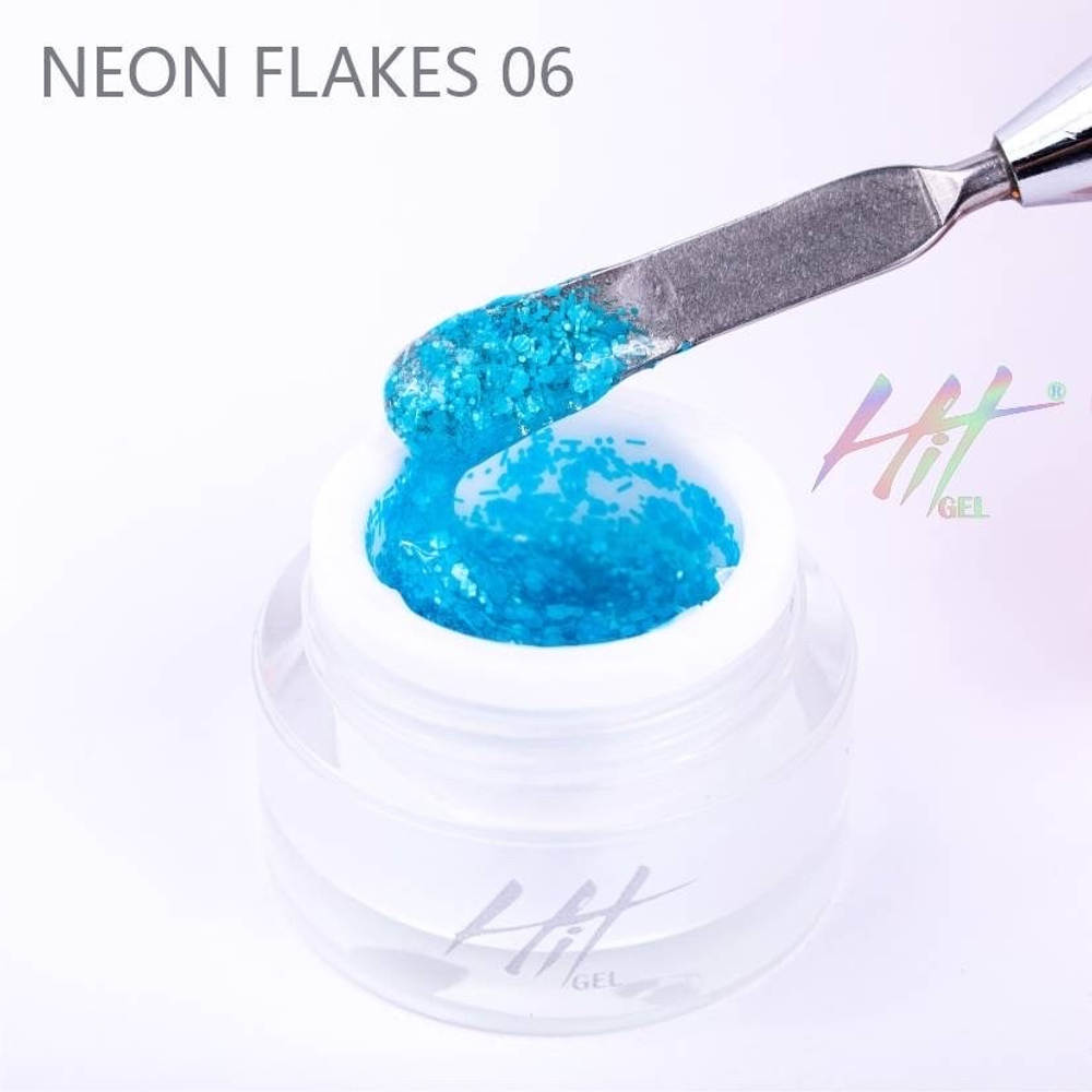 Гель-лак ТМ "HIT gel" №06 Neon flakes, цвет: голубой, 5 мл
