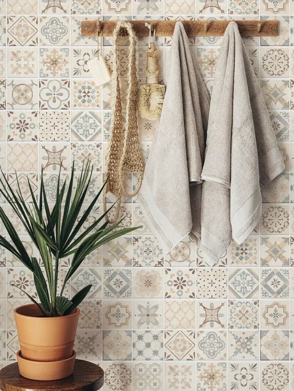 Декоративная стеновая панель ПВХ Пэчворк бежевый 482х482 мм