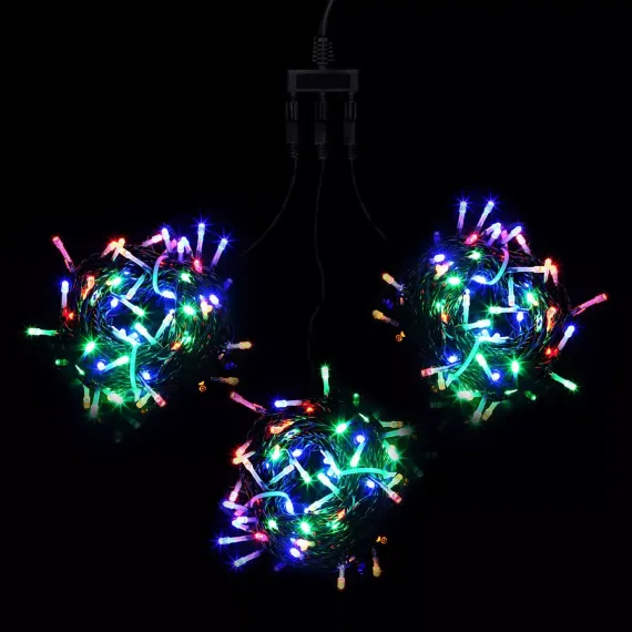 Комплект гирлянд на деревья 60 м., 3 луча по 20 м, 24V, 600 разноцветных LED ламп, черный ПВХ, LTC (KDD600-11-1M)