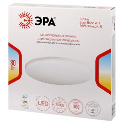 Светильник потолочный светодиодный ЭРА Классик с ДУ SPB-6 Slim Base WH 80W-3K-6,5K-R 3000-6500K