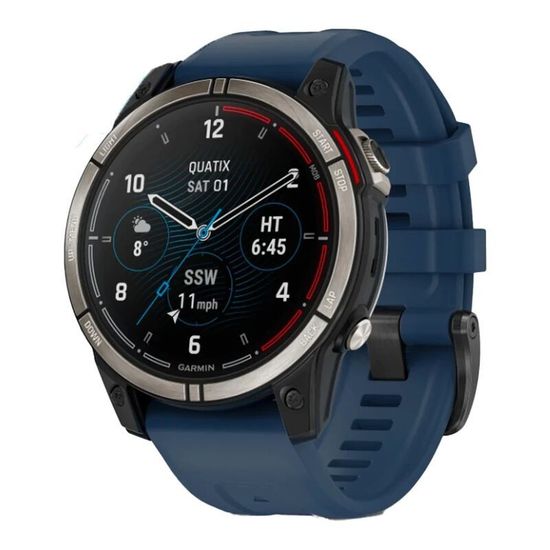 Умные часы Garmin Quatix 7 Pro Amoled Sapphire титановый с темно синим силиконовым ремешком