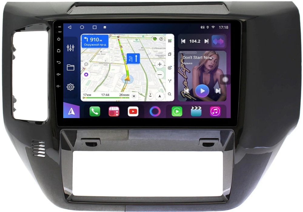 Магнитола для Nissan Patrol Y61 2004-2010 (рамка черная глянцевая) - FarCar 3260M монитор 9" QLED на Android 13, 8 ядер (TS18), CarPlay, 4G SIM-слот