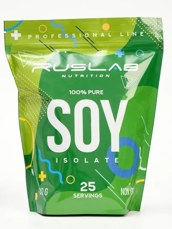 Протеин RusLabNutrition SOY Isolate 100% (800 гр), ванильное мороженое, спортивное питание