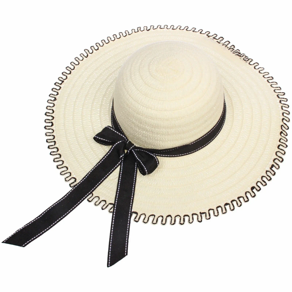 Шляпа женская с широкими полями «TiraMiSu- Майли», цвет белый, р58, ширина полей 11см