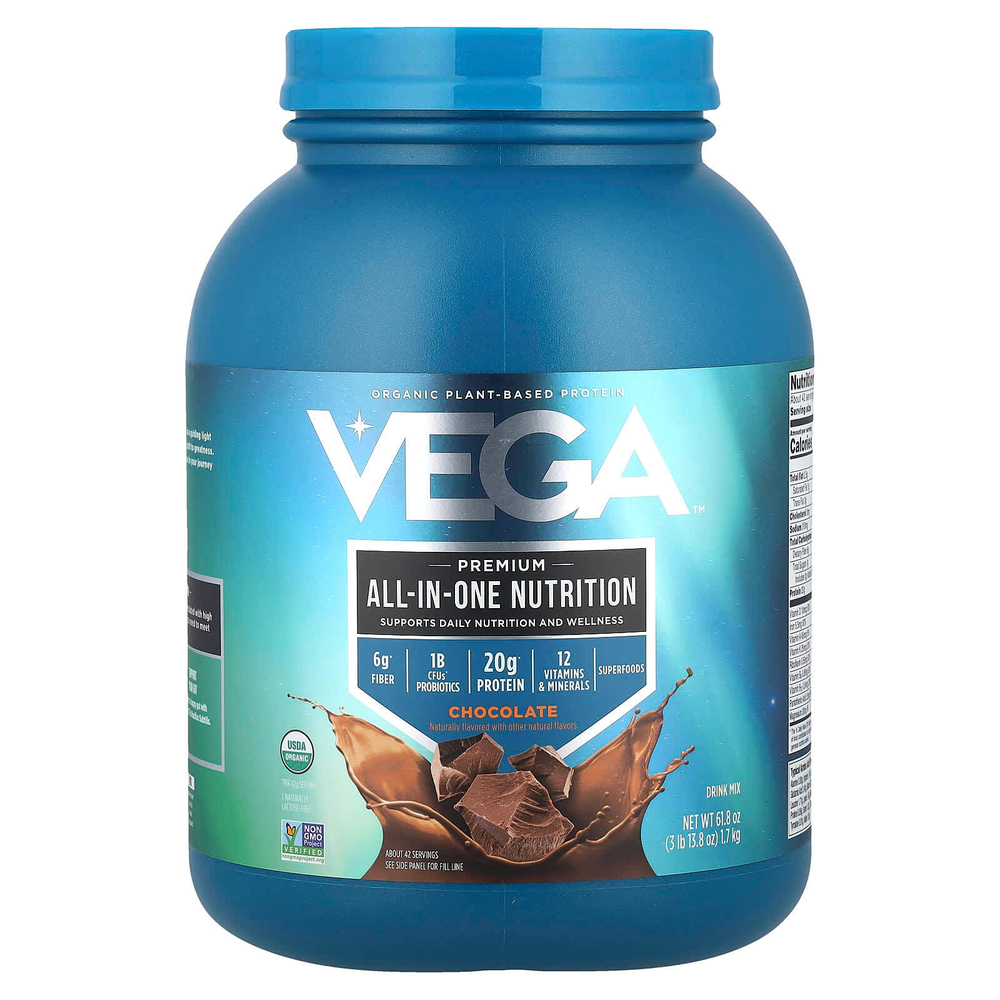 Vega, органический растительный протеин, комплекс премиального качества, со вкусом шоколада, 1,7 кг (3 фунта 13,8 унции)