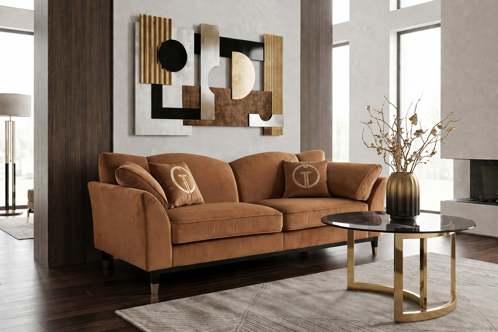 Стол журнальный Garda Decor Garda Decor темн.стекло, золото d90*45 см