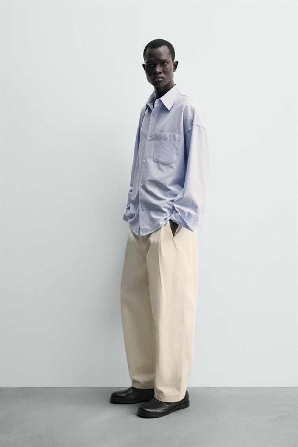 ZARA БРЮКИ BALLOON FIT С ЗАЩИПАМИ, ЭКРЮ