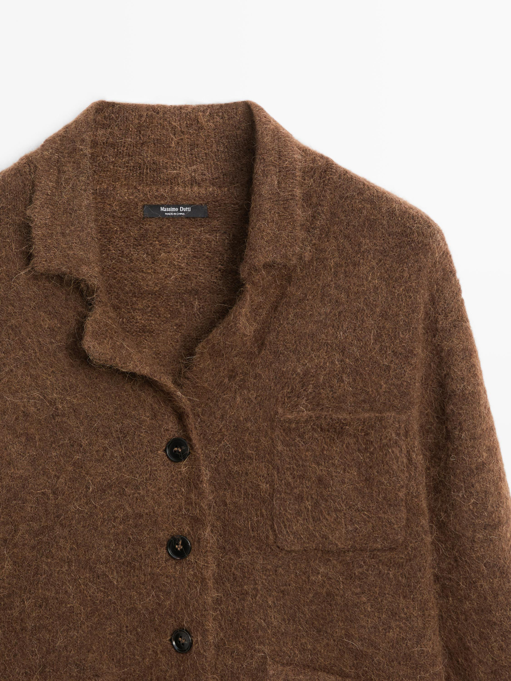 Massimo Dutti Кардиган из смесовой альпаки с карманами, жженый