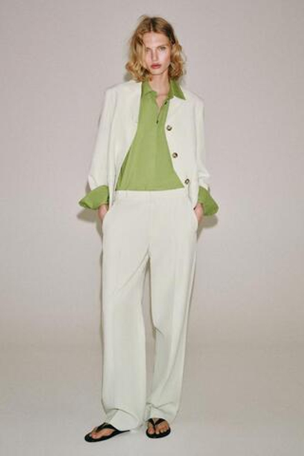 ZARA БРЮКИ ИЗ СМЕСОВОГО ЛЬНА — ZW COLLECTION, ЦВЕТ ЛЬДА