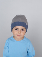 Шапка вязаная хлопковая ТВИНС(Синий пепел, пепельный)
