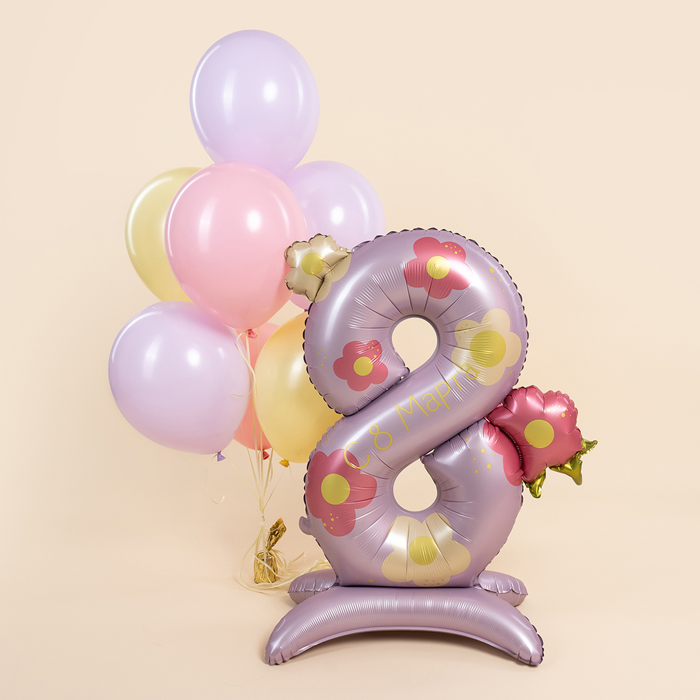 Шар-цифра на подставке 8 Марта (40''/102 см)