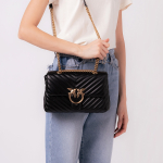 Сумка Pinko Puff V-pattern Quilted Chain Sheepskin Patchwork Cowhide Swallow Bag Shoulder Messenger Bag Black, 1P22JR-Y7SQ-Z99Q