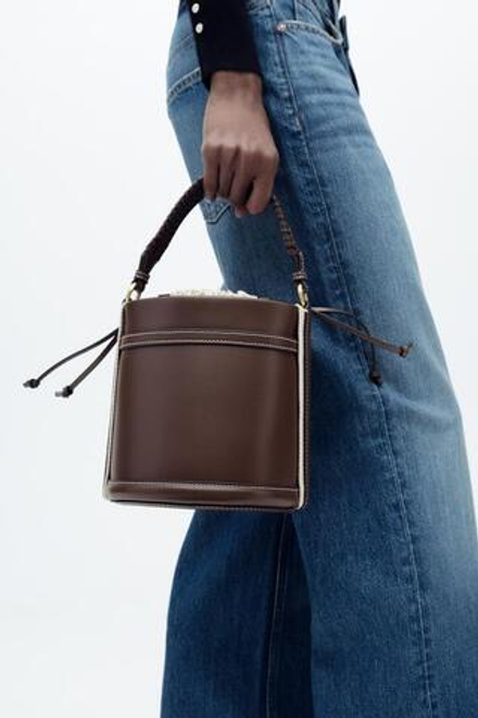 ZARA СУМКА С ДВУМЯ РУЧКАМИ, КОРИЧНЕВЫЙ