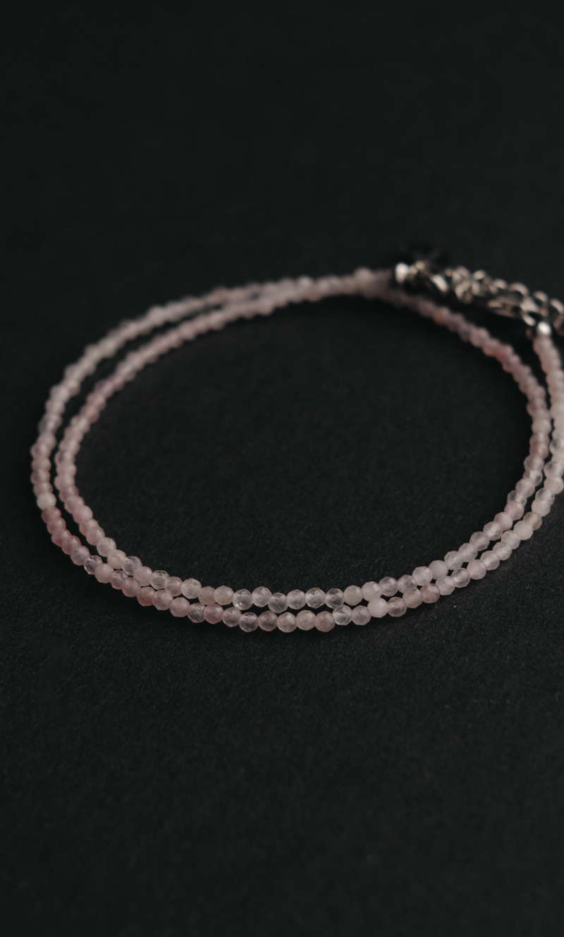 Цепочка "Memo about Love&Luck" из розового кварца 47-54 см