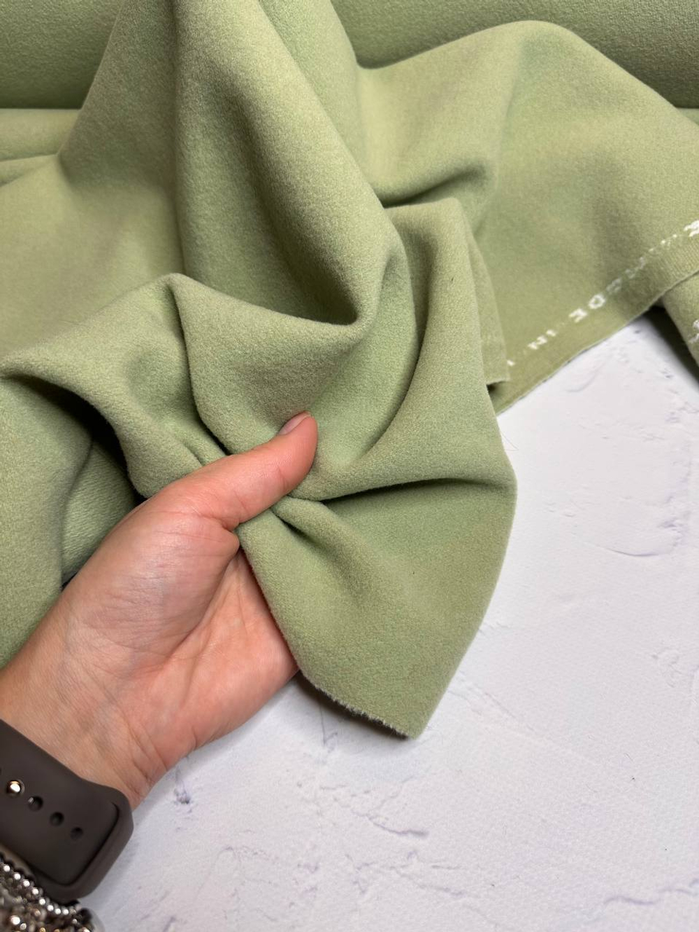 Пальтовая однотонная шерсть с кашемиром (Alta Moda для Valentino, 85%шерсть/15%кашемир, Фисташковый туман, 500 гр/м2, 150)