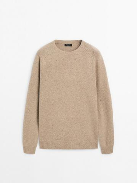 Massimo Dutti Свитер из смесовой шерсти, бежевый