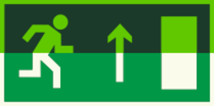 Е 11 "Направление к эвакуационному выходу прямо (правосторонний) "