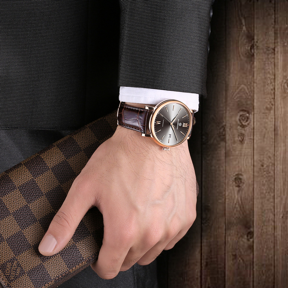 STARKING Automatic Mechanical Movement Watch Men"s Watches White Dial