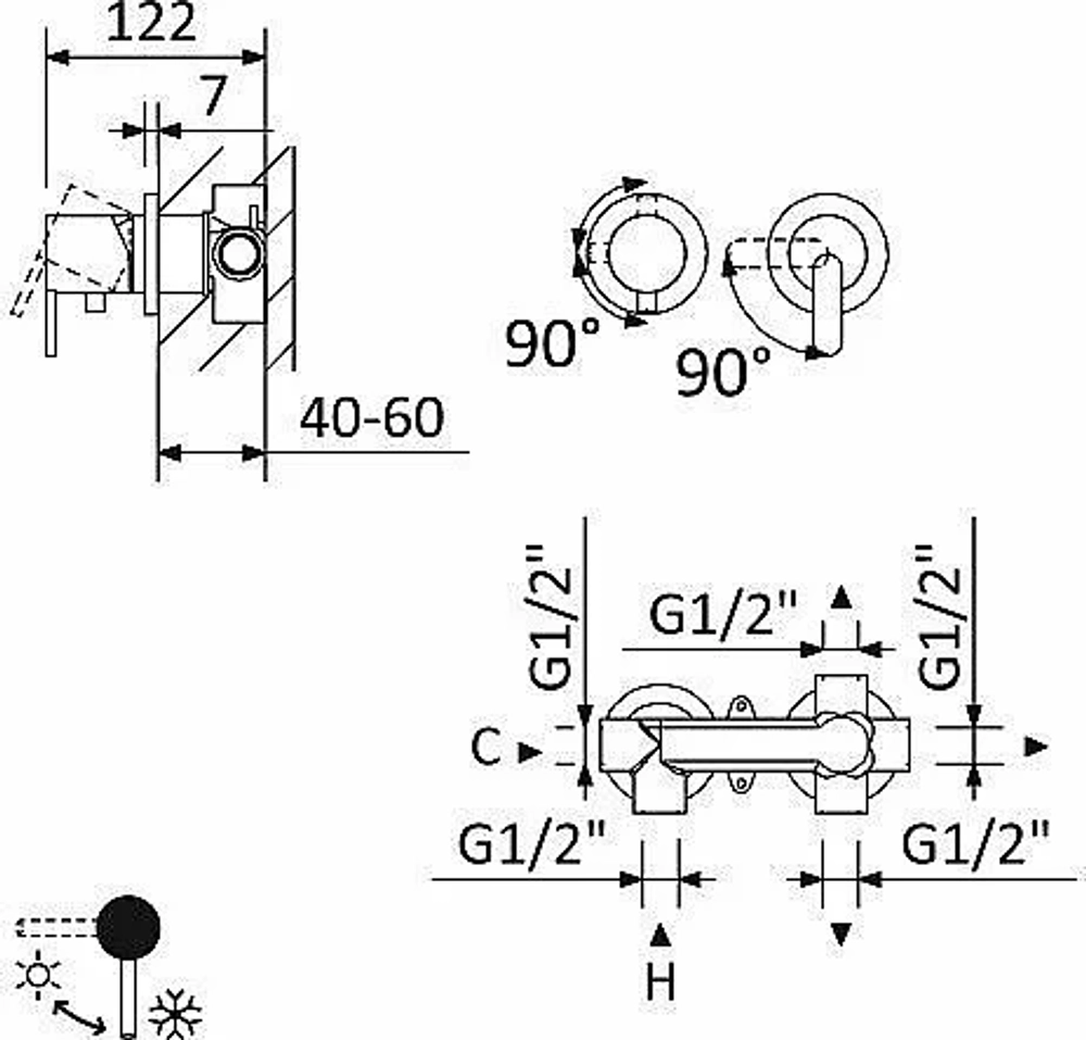 Смеситель для душа Cezares Leaf VDIM3-SS