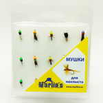 Набор нимф мушек вольфрам 0.3 гр #NFUF-014 на крючке №14, 15 шт от Marlins (Марлин)