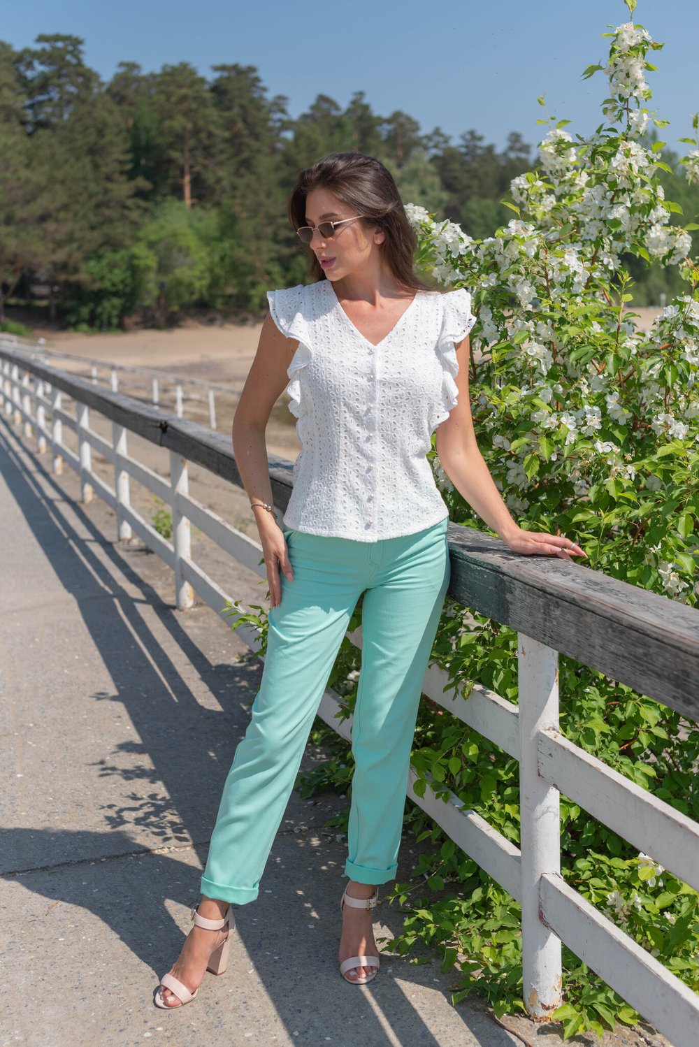 Брюки бирюза из джинсы