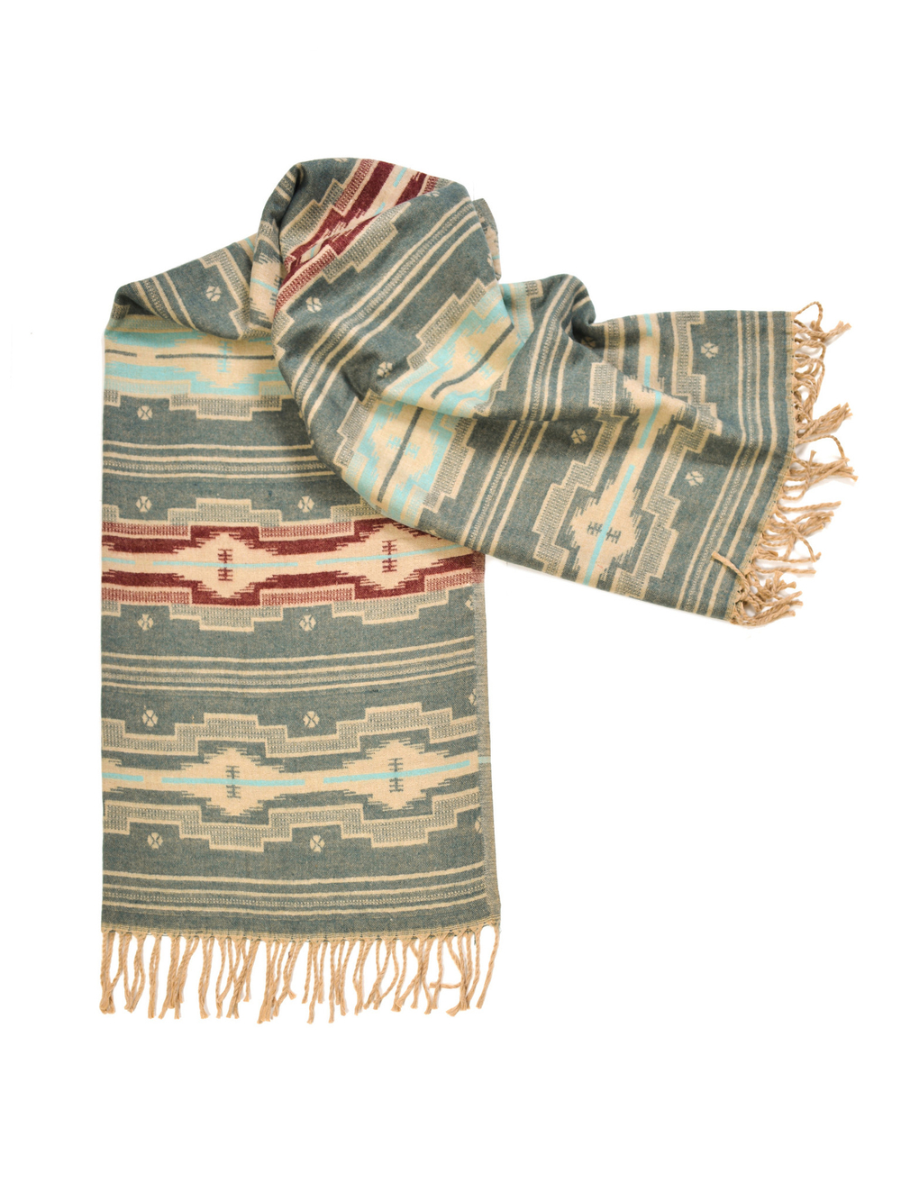 Шерстяной палантин с этно орнаментом