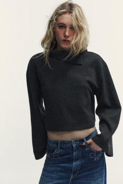 ZARA МЯГКИЙ СВИТЕР, АНТРАЦИТОВО-СЕРЫЙ