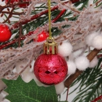 Новогодние шары 3 см (набор 9 шт) «Микс фактур», красный