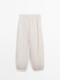 Massimo Dutti Брюки Саруэль с плиссировкой, кремовый