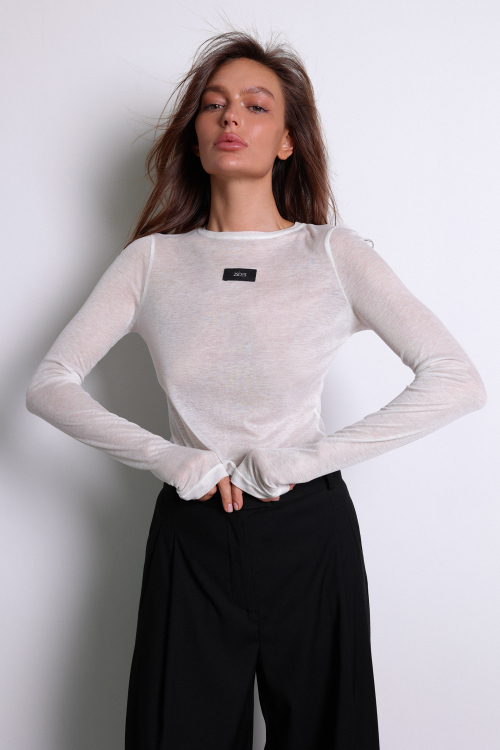 Лонгслив трикотажный молочный