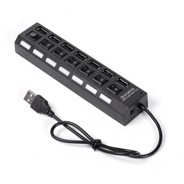 Картридер USB - Xaб Smartbuy SBHA-7207-В 7 портов с выкл.