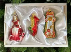 Набор стеклянных игрушек Золушка, красный, 3 шт., Irena CO (63120/1)