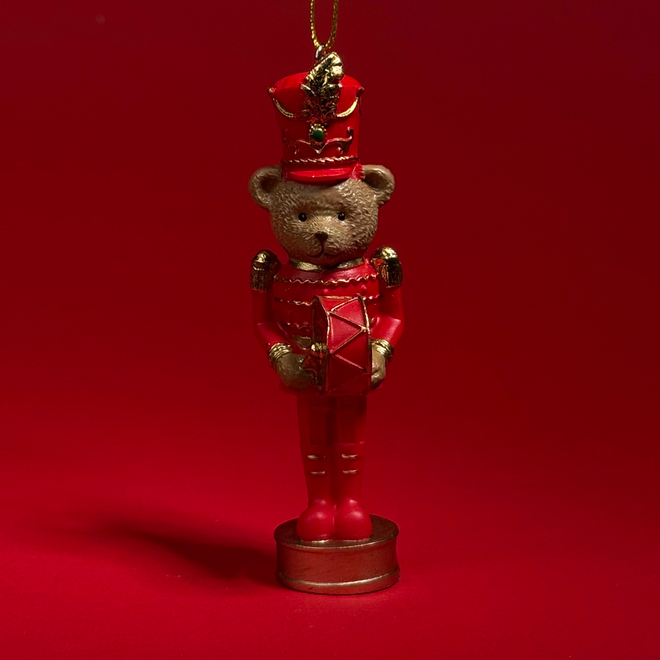 Елочная игрушка Мишка с барабаном