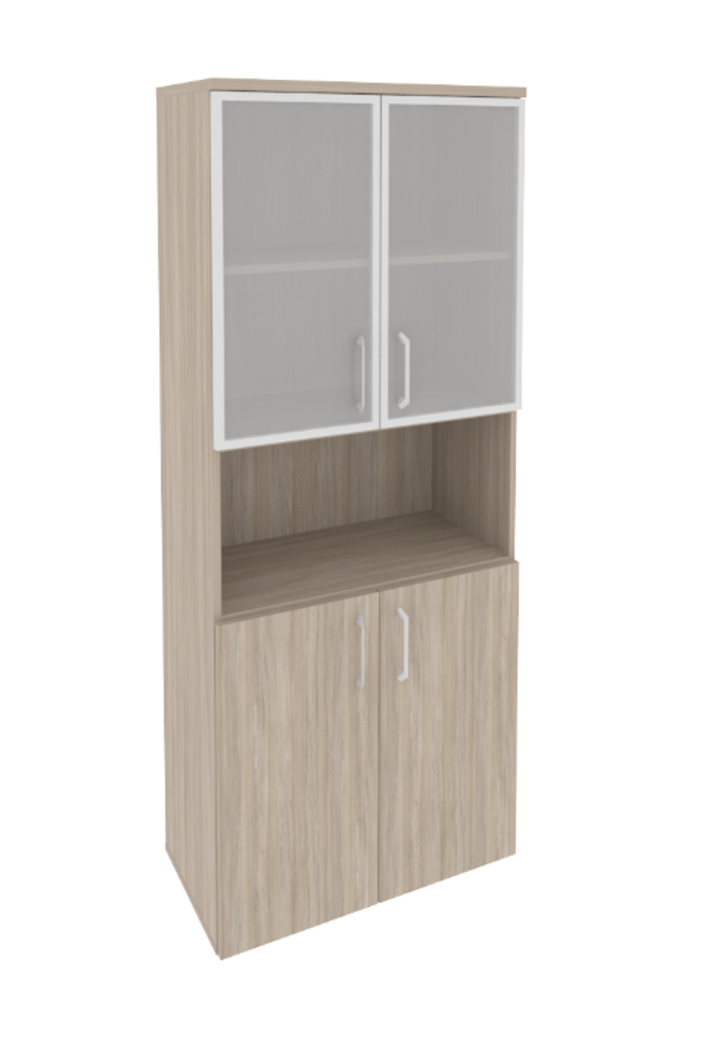Шкаф высокий широкий с 2 комплектами дверей и стеклом в раме Onix